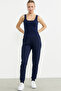 Thick Strap Ribbed Basic Undershirt - Navy Blue
