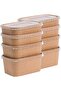 Kraft Mini Rectangular Containers with PET Lids - 250 ml (10 PCS) - 3