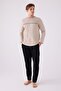 100% Cotton Winter Men's Pajama Suit, with Ribbon Inside, Long Sleeve and Pocket
