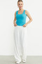 Thick Strap Ribbed Basic Undershirt - Turquoise - 2