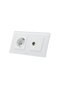 Simple socket 2P+E 16A + TV socket, glass frame, white - 2