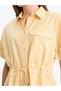 Women S Yellow Short Sleeve Gathered Waist Shirt Dress – Stylish Design with Lightweight Summer Textured Fabric - 3