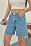 Women's High Waist Straight Fit Shorts Jeans - 3