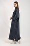 Shirt Collar Double Button Skirt Mini Slit Linen Dress - 3