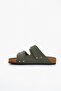 Men's Khaki Velcro Double Banded Suade Nubuck Leather Sports Slippers - 2