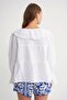 4714 Women's Flounced Collar Loose Muslin Blouse White - 7