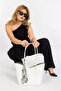 Women's Hand and Shoulder Bag with Stylish Accessory Detail - 5