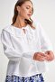 4714 Women's Flounced Collar Loose Muslin Blouse White - 4