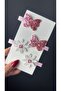 Pink Glittery Butterfly Daisy Clip Buckle Set (Metal Clips Half Ribbon Covered) - 3
