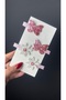 Pink Glittery Butterfly Daisy Clip Buckle Set (Metal Clips Half Ribbon Covered) - 2