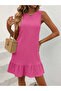 Women's Relaxed Fit Ruffled Crinkle Fabric Woven Dress