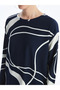 Lcwaikiki Basic Navy Blue Bicycle Neck Print Long Sleeve Women's Tunic - 4