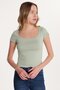 Women's Slim Fit Close-Fitting Cotton Short Sleeve U Neck Mint Blouse