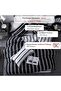 Single Size 4 Pieces, Black & White Stripe Design. - 2