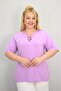 Women's Plus Size Short Sleeve Collar Piping Detailed Blouse 1970-25 - 3