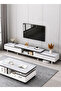 Small Household Coffee Table and Tv Cabinet, Retractable In Both Directions (160-220) Cm - 2
