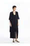 Black Women's Shawl Shawl Collar Z Kimono by Güli̇s Gi̇yi̇m - 4