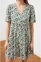 Short Sleeve Floral Print V Neck Women Summer Short Sleeve Above Knee Dress