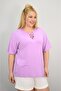 Women's Plus Size Short Sleeve Collar Piping Detailed Blouse 1970-25 - 5