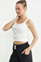 Ribbed Button Detailed Basic Undershirt - Ecru - 4