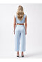 Wide Leg Midi Length Blue Trousers - 6