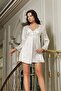 İmaj 4207 Ecru Color Satin 2-Piece Nightgown and Dressing Gown Set - 3