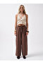 Accessory Detail Linen Dark Brown Trousers - 2