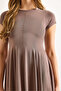 Women's Brown Modal Short Sleeve Fragmented Mini Bell Dress Elb-19002474 - 6