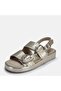 Large Size Women's Khaki Leather Sandals 41-42-43-44-45 Gold - 5