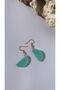 Serrated Crystal Pattern Water Green Color Gold Accessories Half Circle Moon Shape Epoxy Earrings Handmade - 7