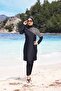 Serengeti Leopard Model Shoulder Patterned Lycra Design Hijab Double Swimsuit Set - 4