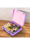 6&4 Convertible Bento Lunch Box w/ Lunch Bag, Steel Spoon&Fork Set, Name Sticker-Butterfly Purple - 4
