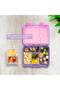 6&4 Convertible Bento Lunch Box w/ Lunch Bag, Steel Spoon&Fork Set, Name Sticker-Butterfly Purple - 3