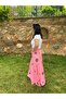 Pink Floral Patterned Waist Hugging Wrap Skirt - Summer Tie-Up Model - Belted - 2