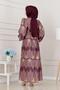 Balloon Sleeve Satin Adel Dress-Purple - 5