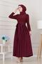 Mia Balloon Dress-Burgundy - 2