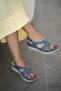Napel Women's Genuine Leather Sandals Blue - 3