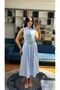 Zero Sleeve Domineering Collar Full Button Closure Belted Linen Lined Dress - 4