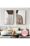 Amazing | Abstract Coffee Gray Contrast Modern Combination | Framed Glass Table 2 Pieces Vertical