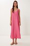 Women's Pink Strap Summer Midi Crinkle Dress Mx00195