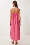 Women's Pink Strap Summer Midi Crinkle Dress Mx00195 - 6