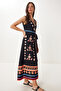 Women's Black Embroidery Embroidered Summer Viscose Dress Fg00048 - 3