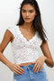Women's White Front and Back V-Neck Lace Blouse ALC-X11823