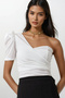 White One-Shoulder Detailed Blouse Alc-X11799