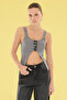 Anthracite Crop Premium Yarn/Special Yarn Ribbon Knitwear Thin Blouse Twoss25Bz00332 - 2