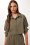 Women's Khaki Modal Shirt Pants Set BV00158 - 4