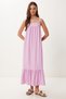 Women's Lilac Strap Flounced Summer Tensel Dress Bv00154 - 2