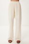 Women's Cream Linen Blouse Pants Suit Bv00160 - 4