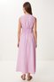 Women's Pink Wrap Collar Midi Woven Dress Bv00159 - 6