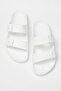 White Double Striped Eva Light Sole Women's Slippers Takss25Te00065
